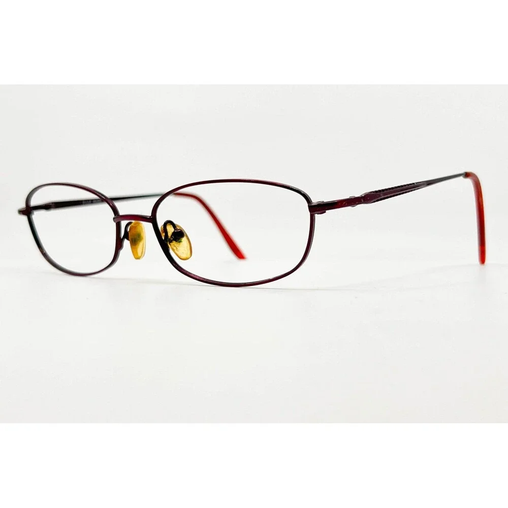Elle Eyeglasses Women Burgundy Oval Metal Frames 51-17-135